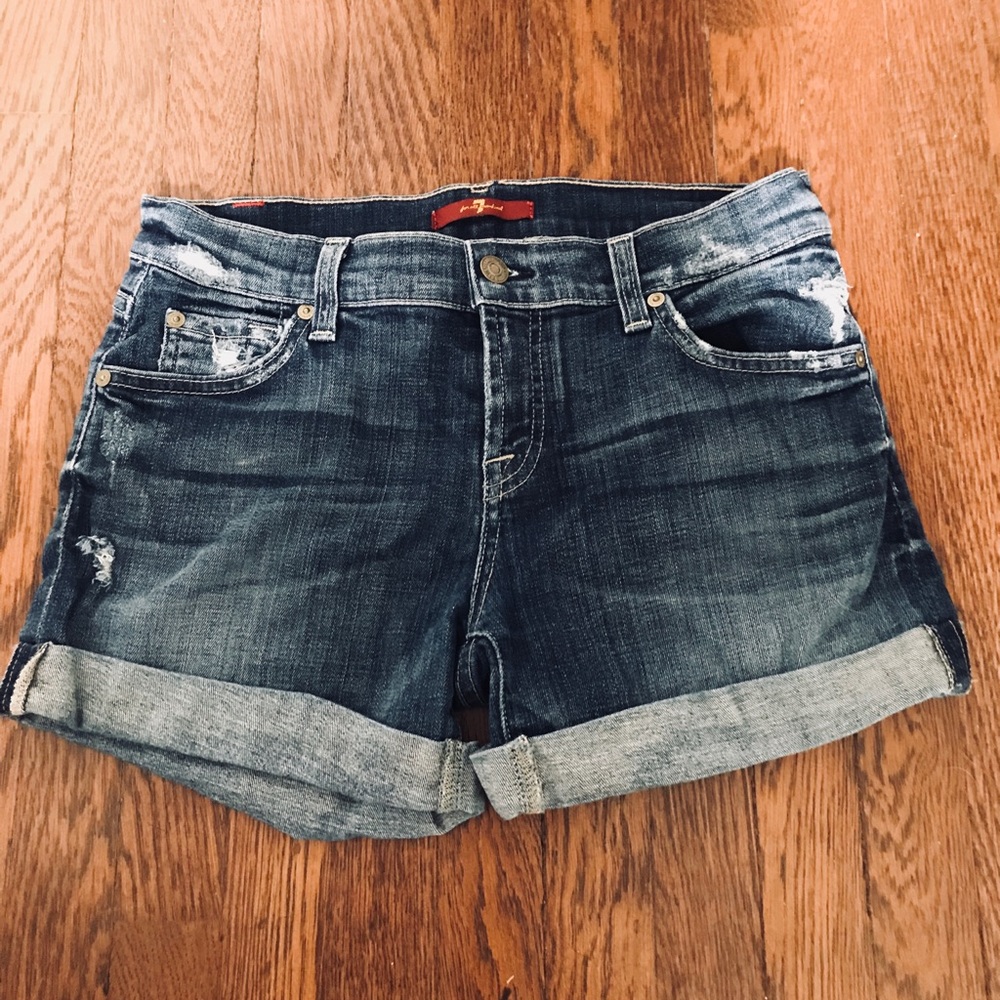 7 For All Mankind Roll Up Denim Shorts